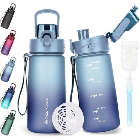 Trinkflasche BPAfrei Tritan 600 ml Hellblau Dunkelblau Farbverlauf (1/5)