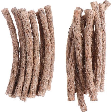 Packung mit 20 Hanfseil-Überlebensdochten für Campingfeuerzeuge und Hanf-Feueranzünder – 7,50 x 0,50 x 0,50 cm – Kaffeebraun (1/3)
