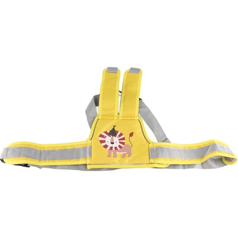 Ceinture de sécurité enfant pour moto électrique - Harnais anti-chute avec sangle réglable, design lion jaune pour batterie voiture et vélo (1/5)