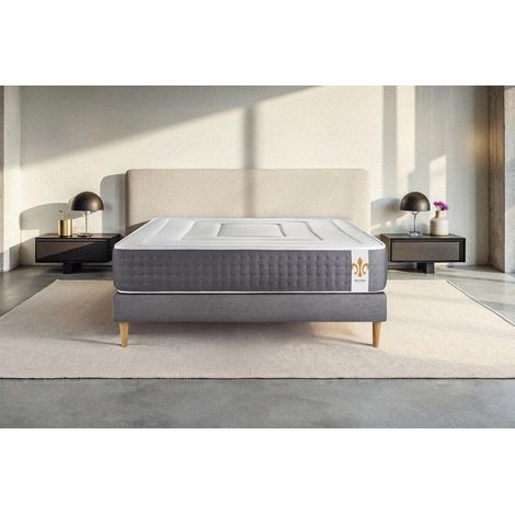 Ensemble matelas sommier Vingt-Six 200 x 200 cm - Couleur : Gris (1/5)