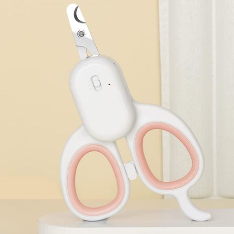 Coupe Griffes pour Chat, Multifonction Coupe-Ongles Professionnels pour Chiot & Petit Animal, Ciseaux Acier Inoxydable, Équipé d'une lumière LED Haute luminosité et d'une lumière UV (Rose) (1/5)