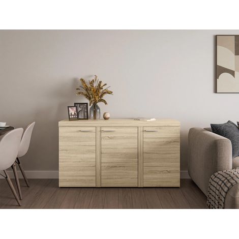 AX LIVING Sideboard Wohnzimmer Spacoro 3T – Modern in Eiche Sonoma