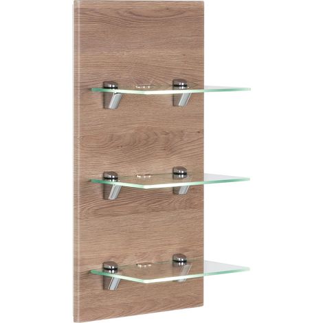 LED-Panel SANTINI eiche hell mit 3 Glasablagen und Beleuchtung (1/2)