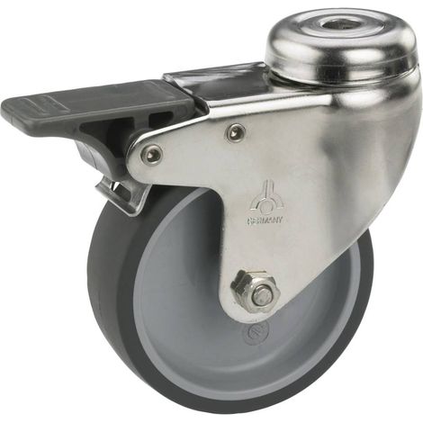 Lenkrolle mit Rückenloch und Totalfeststeller 50 x 18 mm, Tragkr. 40 kg Möbelrollen