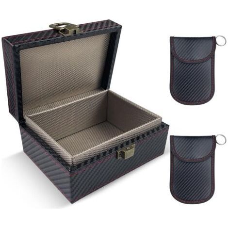 Etui Anti RFID, Boite Anti RFID, Antivol Boîtier Faraday avec 2 Signal Blocage Faraday Pochette Sac, Keyless Go Boîtier Protection Clef Voiture, Boîte à Clés de Voiture, Cage de Faraday (1/5)