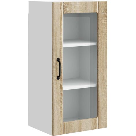 Maison Exclusive - Mobile in vetro da parete PORTO Rovere Sonoma 40 x 31 x 80 cm