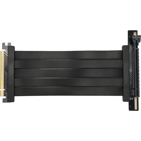 Câble d'extension PCIe 4.0 x16 90° pour carte graphique, adaptateur GPU haute vitesse noir, connecteur coudé pour carte mère. (1/5)