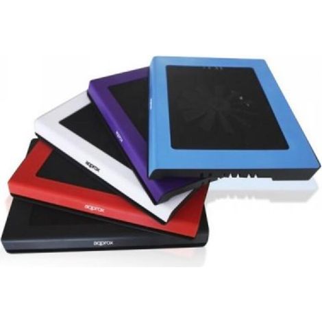 BASE REFRIGERADORA APPROX PARA PORTATILES DE HASTA 15.6 CON 1 VENTILADOR 14CM  Y 2 LEDS COLOR AZUL APPNBC06LB (1/3)