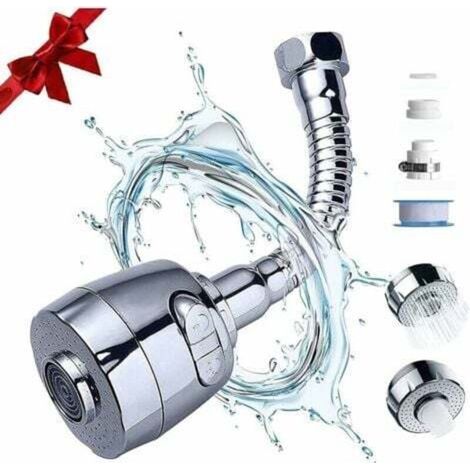 360° Swivel Universal Splash-Proof Faucet Extension with Flexible 3-Mode Spout, Chrome-Plated ABS Plastic (1/4)