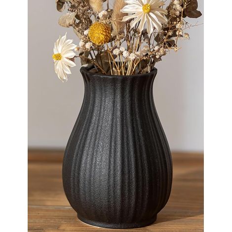 Vase Decoratif Noir, Ceramique, 16cm Hauteur (1/5)