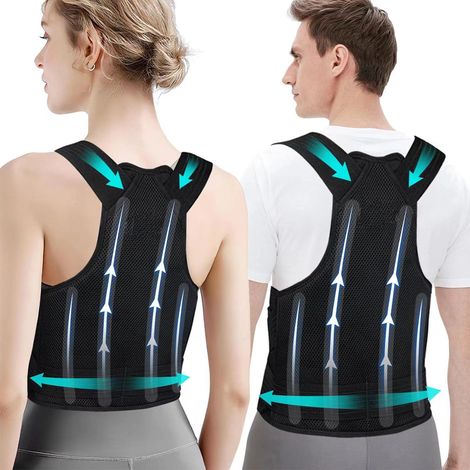 Posture Correcteur Dos Femme Homme: Ceinture Dorsale Maintien du Dos Droit - Redresse Dos Soutien Lombaire Confortable Respirant et Réglable, L