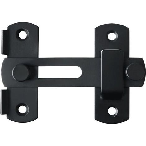 Verrou de Porte Coulissante Serrure de Porte Loquet à Bascule Boulon de Verrouillage de Boucle avec Vis pour Porte, Fenêtre, Placard et Jardin, Finition Noir Mat en Acier Inoxydable, EMS9001-B (1/5)