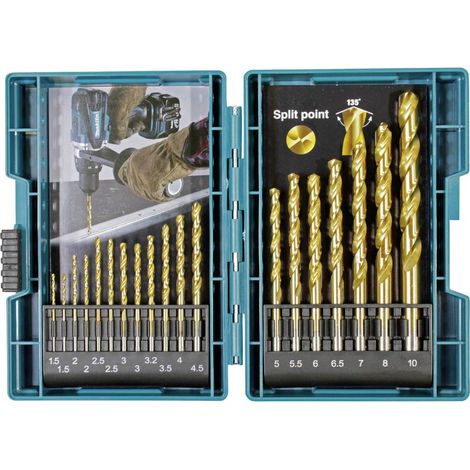 Makita B-67795 Kit punte a spirale da metallo 1.5 mm, 2.0 mm, 2.5 mm, 3.0 mm, 3.2 mm, 3.5 mm, 4.0 mm, 4.5 mm, 5.0 mm, 5