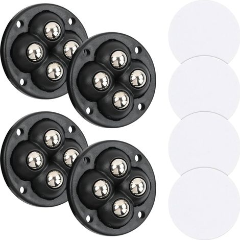 Juego de 4 ruedas autoadhesivas de acero para muebles pequeños y electrodomésticos de cocina, ruedas planas pequeñas