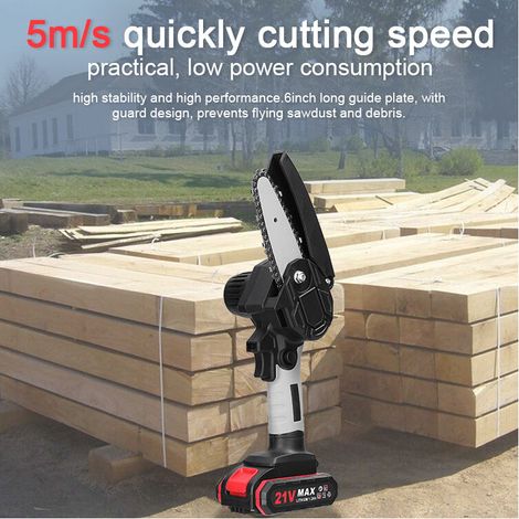 Zoternen Scies électriques portables de taille 21V 6 pouces, petite tronçonneuse à bois, moteur de brosse, outil de travail du bois à une main pour jardin et verger (1/5)