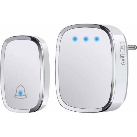 Sonnette Sans Fil Extérieur Étanche IP44, Sonnette de Porte 300 Mètres, Kit de Carillon avec LED Flash, 1 Émetteur et 1 Récepteur, 4 Niveaux de Volume, 36 Mélodies (1/3)