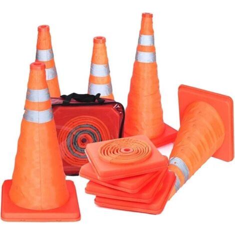 Lot de 5 cônes de signalisation pliables de 45,7 cm pour parking de route