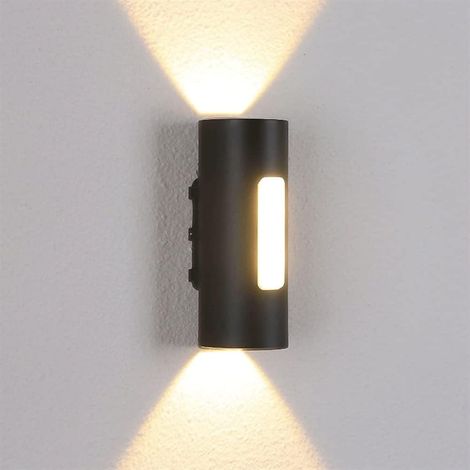 murale d'extérieur LED moderne 12 W, corps de lampe en aluminium moulé sous pression + s à lentille en acrylique, IP65 étanche à la poussière, lumières murales noires pour couloir, en