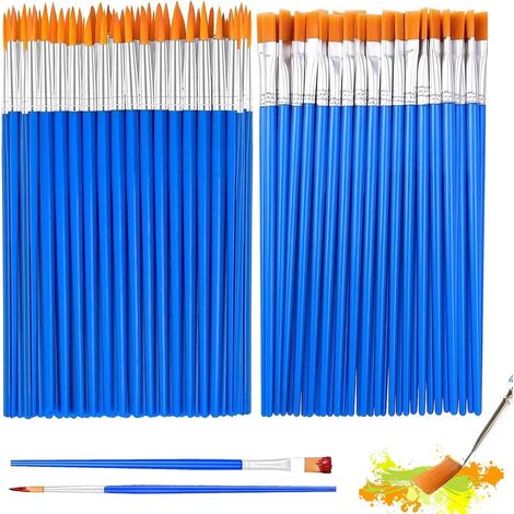 100 pièces - Coffret de pinceaux - Pinceaux plats et pointus en nylon - Petits pinceaux pour loisirs créatifs - Pinceaux pour peinture acrylique - Pinceaux pour enfants - Pinceaux de précision - Pour  (1/5)