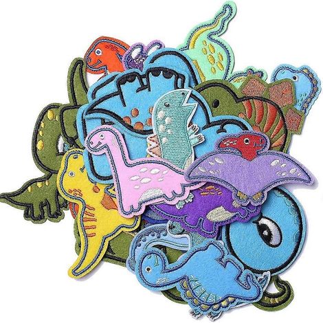 Lot de 26 écussons dinosaures brodés, à repasser ou à coudre, pour vêtements, robes, chapeaux, jeans, sacs à dos et accessoires de loisirs créatifs. (1/5)