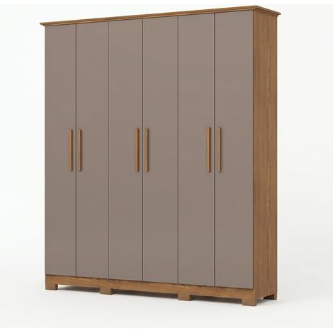Armario Vestidor 6 Puertas Crisol - Gris Shine / Roble Natural