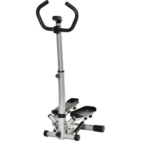 Stepper fitness avec poignée - Entraînement jambes/fessiers - Écran LCD - Vitesse réglable 55x53x118-128cm - Noir (1/5)