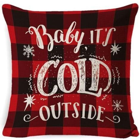 Autre décoration pour Noël,1PC housses de coussin de décoration de Noël à carreaux de rouge 45 x 45cm, décoration de ferme,arbre de Noël, housse de coussin en coton et lin (1/5)