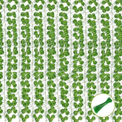 Guirlande de 12 feuilles artificielles de pastèque Bcc, feuilles artificielles avec attaches de câble, guirlande végétale pour décoration murale, jardin, mariage, fête (1/4)