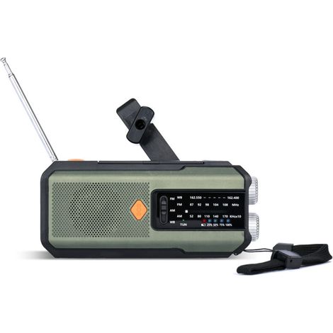 Portable Solar Powered Emergency Radio, 2000 mAh, Green (1/5)