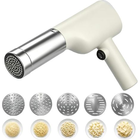 Machine à pâtes électrique, automatique avec 5 moules à presser, 150 W, 1500 mAh, rechargeable, pour spaghetti/fettuccine (1/5)
