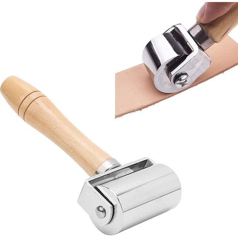 rouleau de bord en cuir Rouleau de bord de presse en cuir bricolage artisanat en cuir poignée en bois outil de roulement de