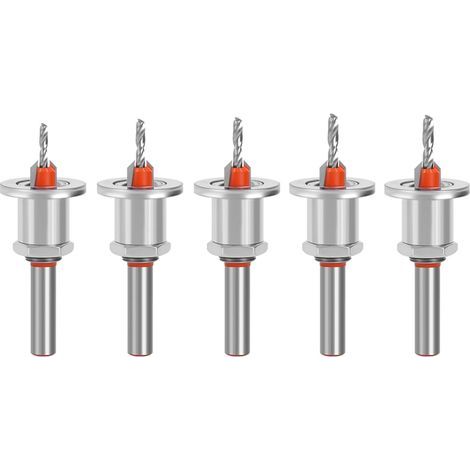 Brocas avellanadoras AIDUCHO de 5 piezas y 8 mm para carpintería, fresas avellanadoras con tope de profundidad y broca avellanadora, para taladrar madera, plástico y otros materiales. (1/5)