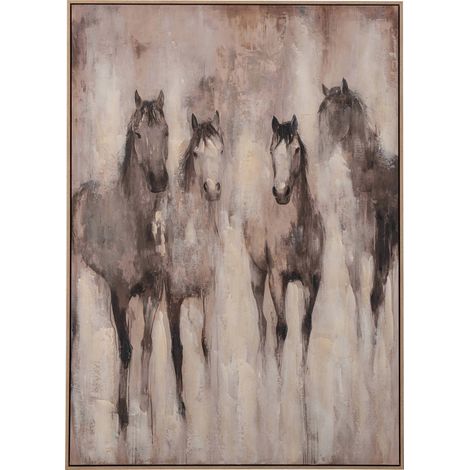 Tableau cheval sur toile beige - beige (1/4)