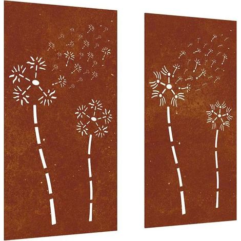 Ensemble de 2 décorations murales de jardin, 105 x 55 cm, motif floral (1/5)