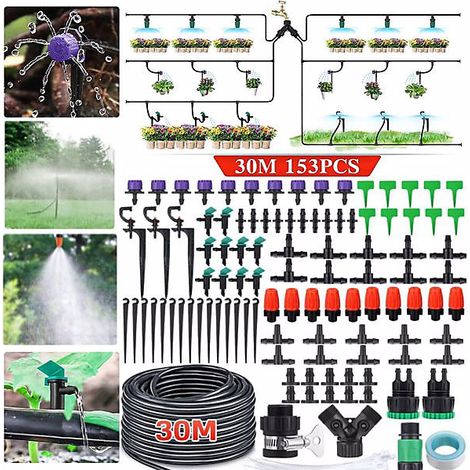 153PCS 30m Automatic Drip Irrigation System Garden Self Watering Plant Hose Kit (1/5)