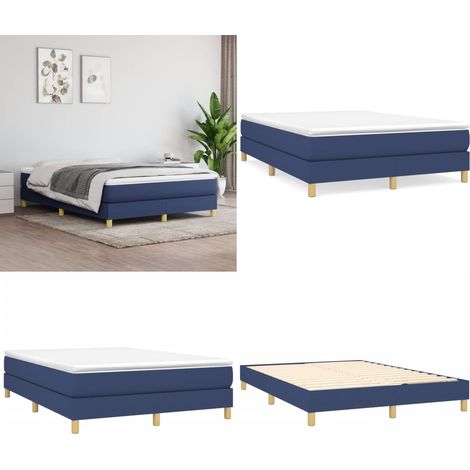 Boxspringbett mit Matratze Blau 140x200 cm Stoff - Boxspringbett - Doppelbett - Bettenrahmen - Matratze - Matratzenauflage - Home & Living (1/5)