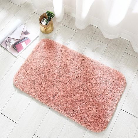 Tapis de bain antidérapant extra épais en microfibre absorbante pour salle de bain (rose, 50 x 80 cm) (1/2)
