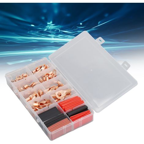 Kit de 150 pièces comprenant un connecteur à sertir pour borne de batterie avec anneau de visée en cuivre et un connecteur à souder. (1/5)