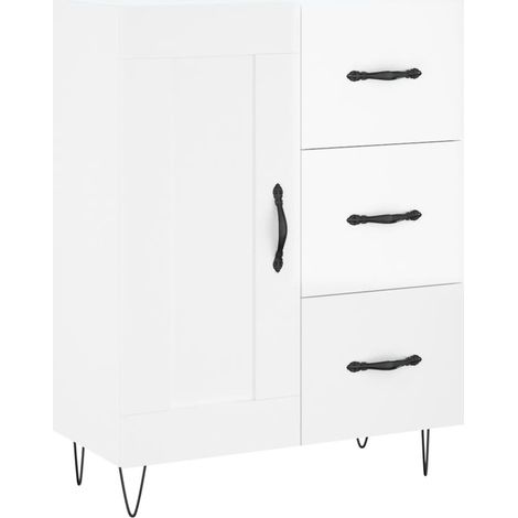 Credenza buffet cassettiera mobile contenitore organizer cucina soggiorno lucido 69,5 x 34 x 90 cm derivati del legno bianco 020030693