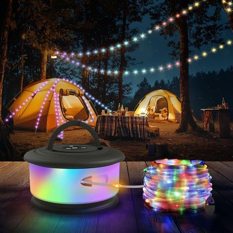 Guirlande lumineuse extérieure 10 m – LED RGB 3 en 1 avec chargement USB-C pour le campingTFTF-AquaForge (1/5)