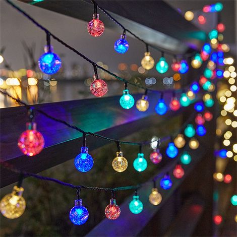 Guirlande Lumineuse Solaire - 20 Boules LED Cristal - 500 cm - Mode Fixe ou Clignotant - Pour Jardin Extérieur Camping Décoration Fêtes (1/4)