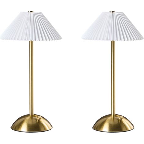 Kabellose LED Tischlampe 2er Set RUBA mit Dimmer Metall Gold (1/5)
