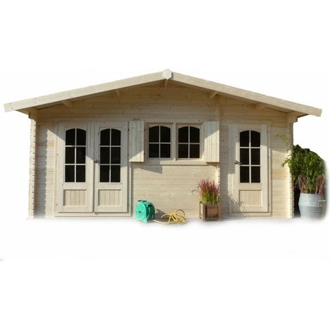 Abri de jardin bois Rostock 22.04 m² – Dimensions 5.68 x 3.88 x 2.75 m – Épaisseur 40 mm – Système d'aération – Verres de sécurité – Solid (1/4)