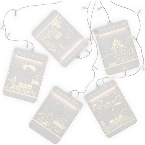 Lot de 5 guirlandes lumineuses LED en acrylique pour fenêtre - Guirlande lumineuse USB - Décoration de Noël rectangulaire (1/5)