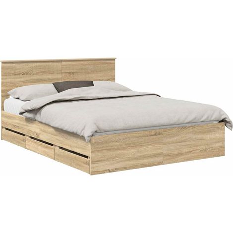 Estructura de cama Roble Sonoma 150 x 200 cm Madera Ingenieril vidaXL