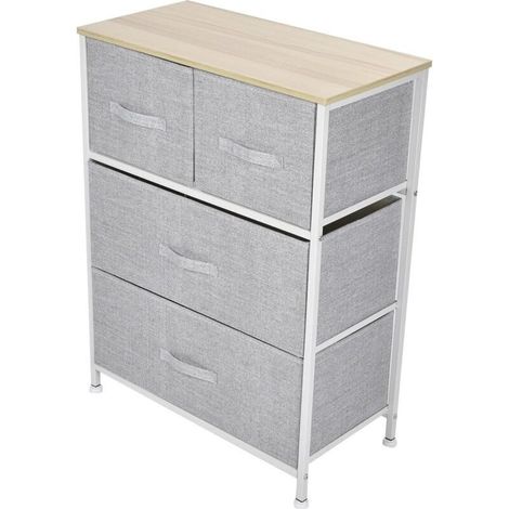 Ejoyous Commode haute pour chambre à coucher avec 4 tiroirs, 3 niveaux avec paniers en tissu amovibles pour armoire, table de chevet, chambre d'enfant, linge, salon,