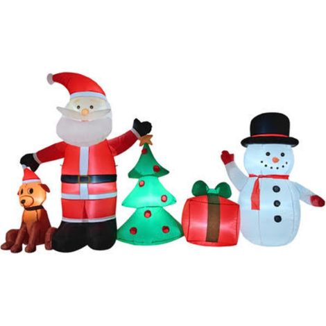 Decorazione natalizia gonfiabile StarryLights 150 x 250 cm - Babbo Natale, pupazzo di neve, albero di Natale, regalo e cane (1/5)