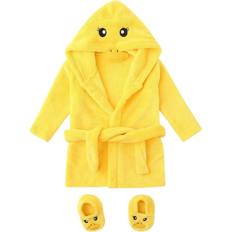 Peignoir à capuche pour enfants , en peluche , coton , avec un adorable motif de canard , idéal le s