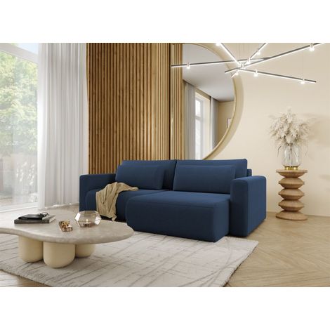 Ecksofa Sofa mit Schlaffunktion CHAIRA Stoff Curio Dunkelblau Ottomane Rechts (1/5)