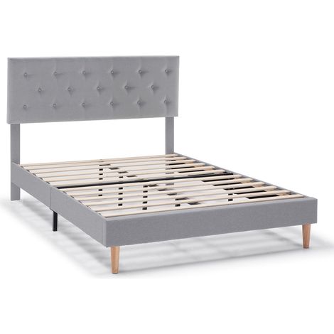 Estructura de cama tapizada Rosi de 30 cm, 140x190 cm, Gris Claro